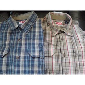 Lot of 2 Wrangler Western Long Sleeve Button Front Plaid Shirts Mens Size XXL